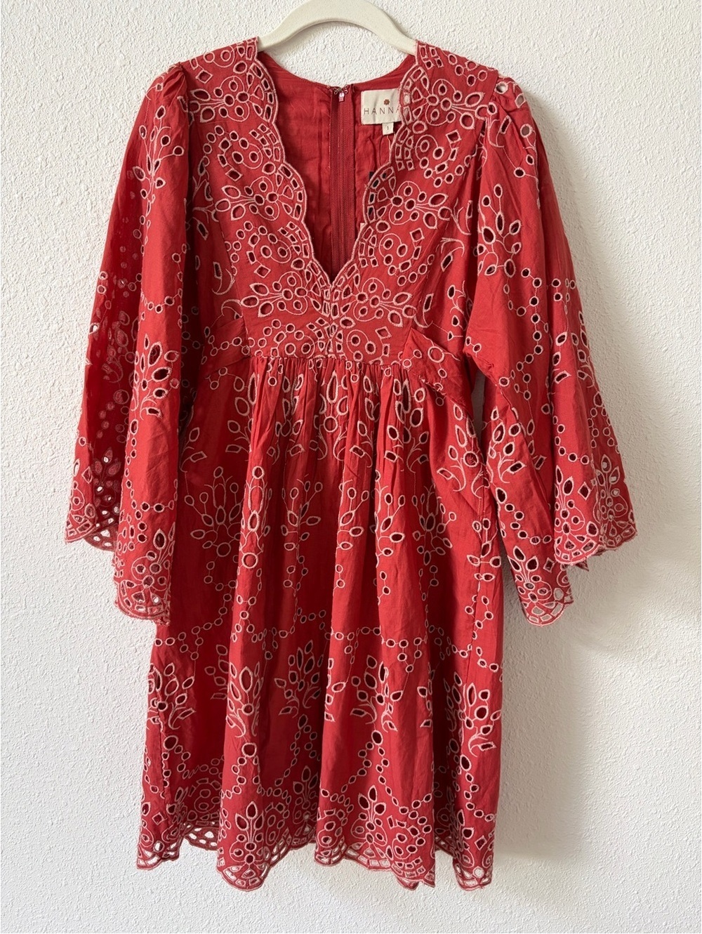 Hannah ARTWEAR Riley Tie Front Broderie Anglaise Cotton Mini Dress Size 1 Small